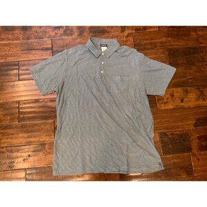 Patagonia Blue White Striped Organic Cotton Short Sleeve Polo Shirt, Size XL